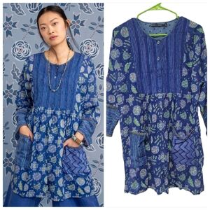 Gudrun Sjodén Artiste Blouse In Organic Cotton Blue Size M With Pockets